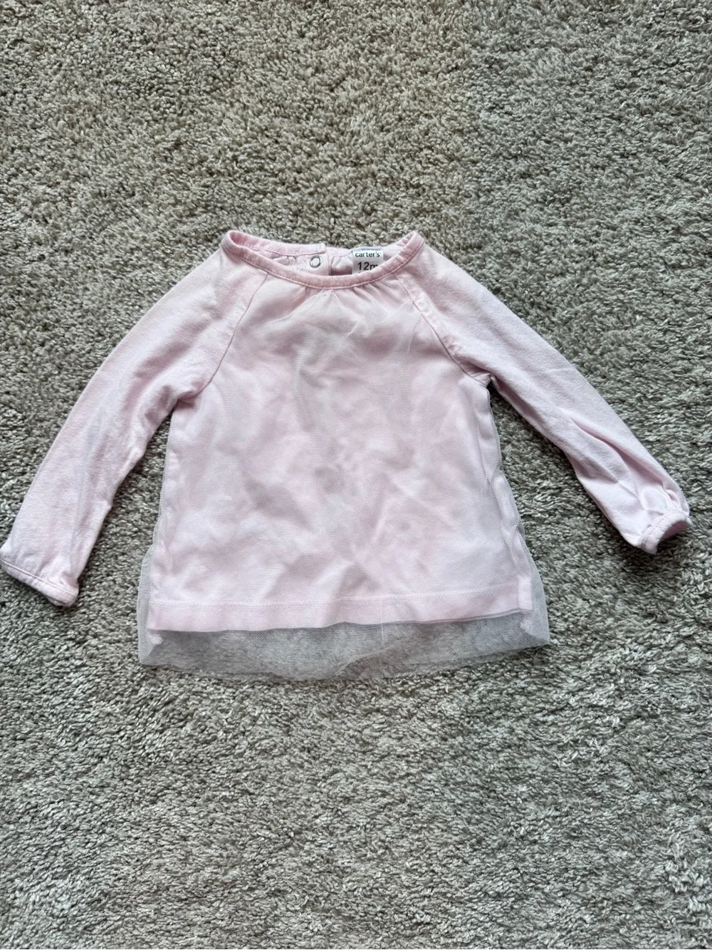 Carter’s Baby Girl Top Bundle 12 Months Plaid Polka Dot Pink Long Sleeve Shirts